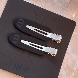 Dior Black Logo Hair Clips - Set of 2 Brand New